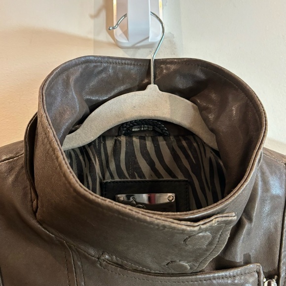 MACKAGE Sz S Kenya Aritzia Lamb’s Leather Zipper Snap Closure Moto Style Jacket - Picture 3 of 16